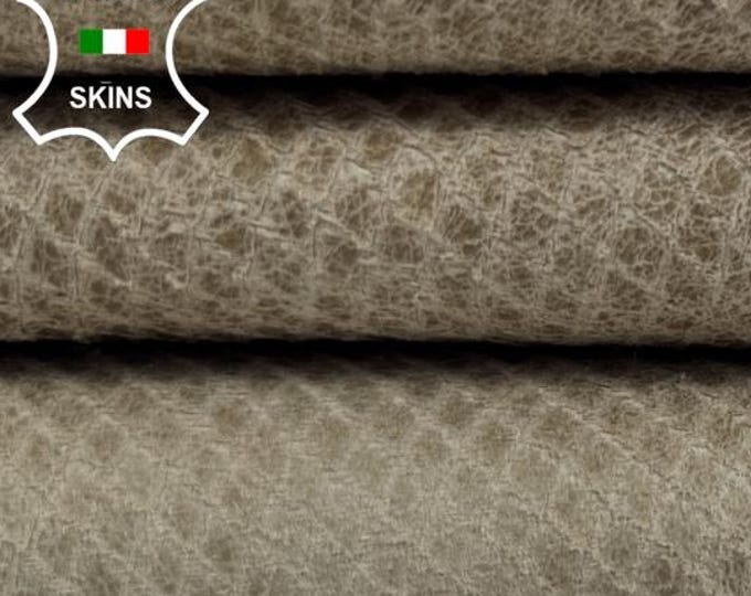 KHAKI VINTAGE lOOK Reptile Print On Italian Lambskin Sheep Lamb leather hide hides skin skins 5+sqf 1.0mm #C6224