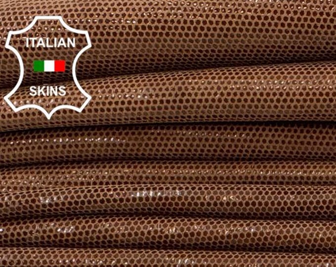 Free FedEx & Duties - BROWN LAME SHINY Shimmer Print Thin Soft Italian Lamb leather pack 2 skins total 6+sqf 0.5mm #Z390