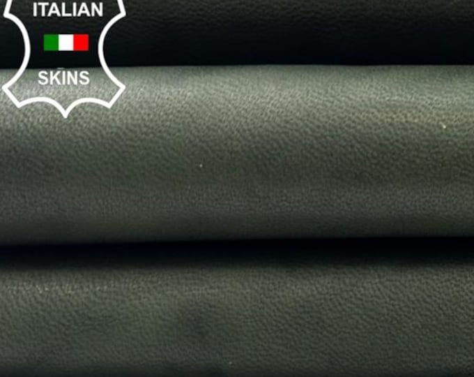 BOTTLE GREEN WASHED Rustic Antiqued Vegetable Tan Soft Italian Lambskin Sheep Lamb leather hide hides skin skins 8+sqf 0.9mm #C5589