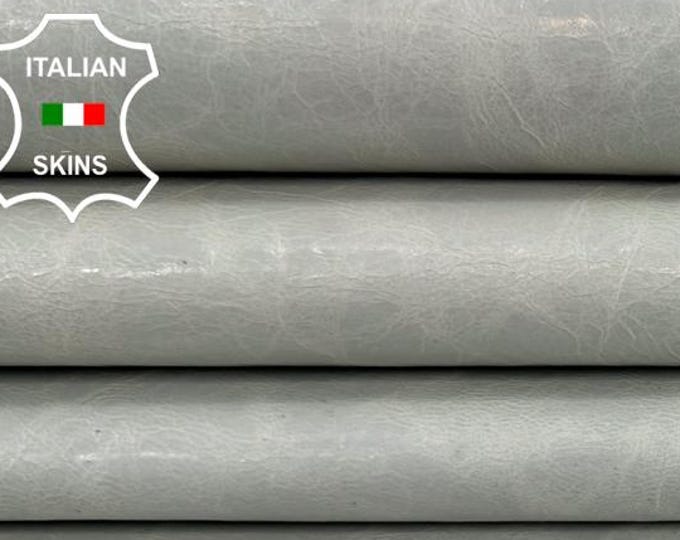 Delivered Duty paid - LIGHT GREY CRINKLED Vintage Look Strong Italian Goat leather pack 2 skins total 10+sqf 0.8mm #Z58