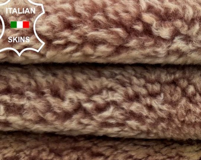 BOIS DE ROSE Ivory Distressed Hair On sheepskin Lamb shearling fur hairy sheep Italian leather 4sqf 20"x24" #C7489