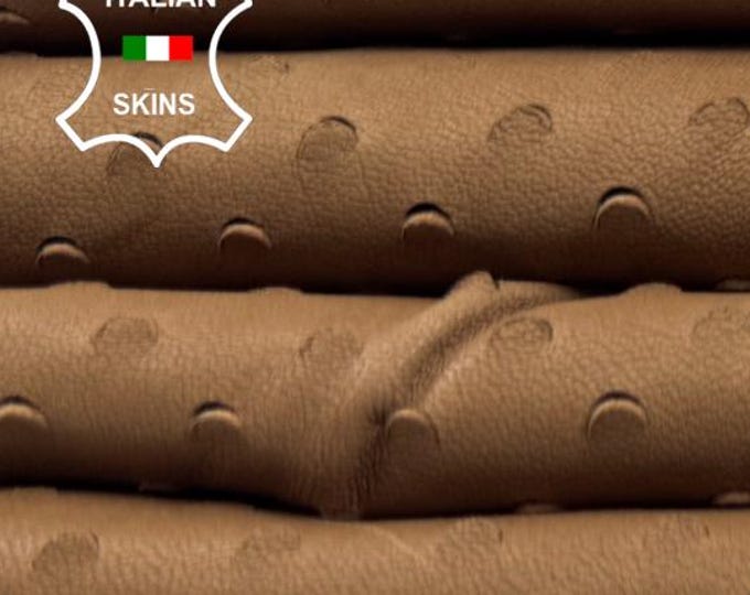 NATURAL LIGHT BROWN Perforated Vegetable Tan Soft Italian Lambskin Sheep Lamb Leather hide hides skin skins 4+sqf 0.7mm #C6353