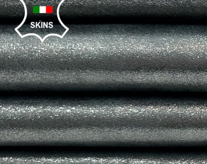 METALLIC GREY SHIMMER Soft Italian Lambskin Sheep Lamb leather hide hides skin skins 6sqf 0.8mm #C4395