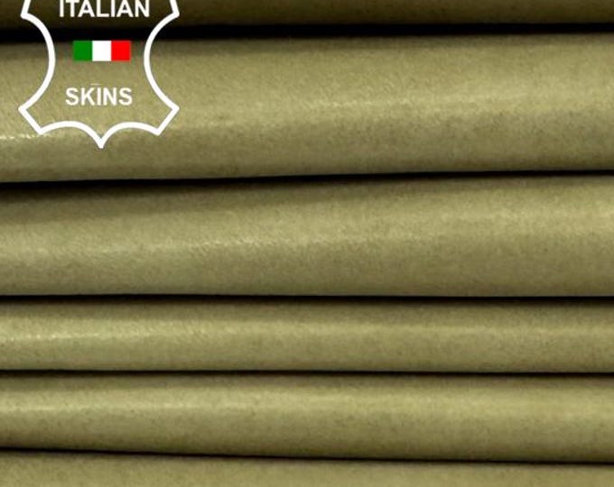 Delivered Duty paid - KHAKI PEARLISED VEGETABLE Tan Soft Italian Lamb leather pack 2 skins total 10sqf 1.0mm #C7793