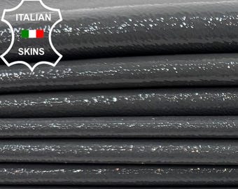 PATENT GREY ROUGH Thick Italian Calf leather pack 4 skins total 16sqf 1.1mm #Z498