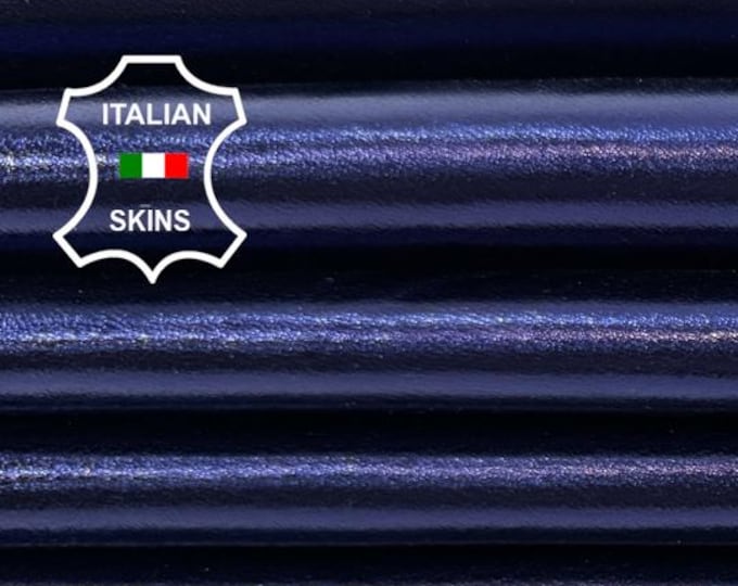 Delivered Duty paid - METALLIC OCEAN BLUE Soft Italian Lamb Leather pack 2 skins total 12sqf 0.8mm #C7877
