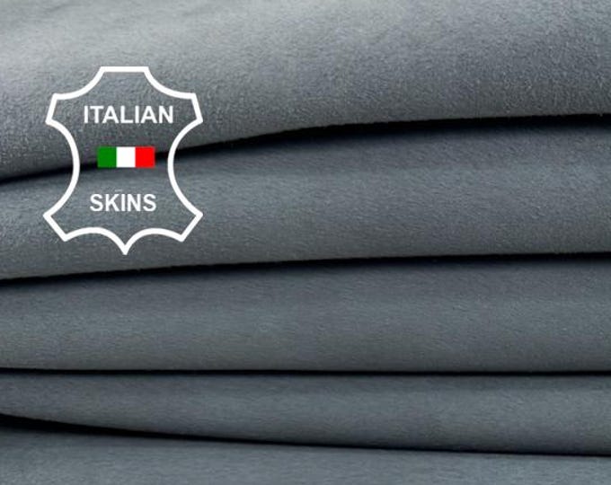 Delivered Duty paid - GREY SUEDE Soft Italian Goat leather pack 2 skins total 6sqf 0.8mm #C7742