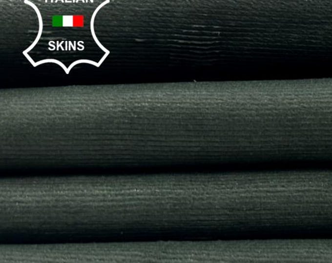 OLIVE ARMY GREEN Vegetable Tan Textured Lines Print Thick Soft Italian Lambskin Sheep Lamb leather hide hides skin skins 6sqf 1.1mm #C4606