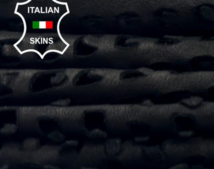 NATURAL BLACK TEXTURED Perforated Soft Italian Lambskin Sheep Lamb leather pack 5 hides skins total 25sqf 1.0mm #C5226