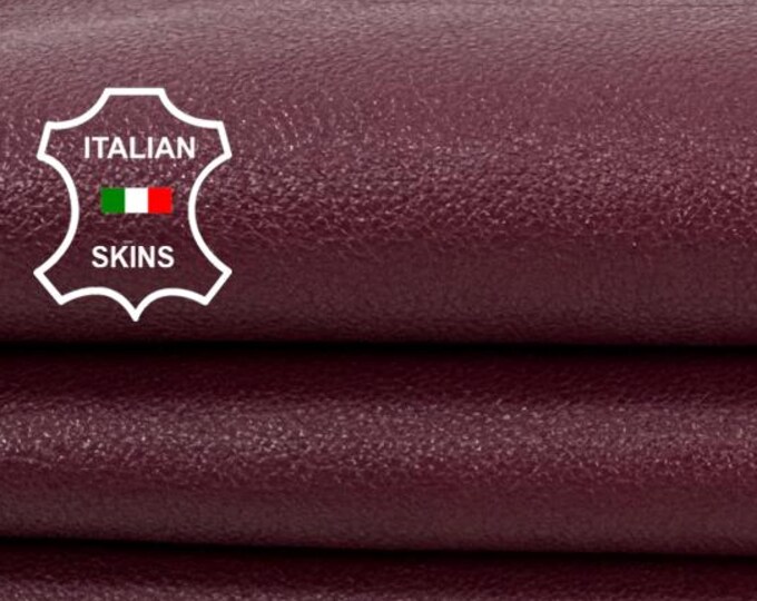Delivered Duty paid - BORDEAUX ROUGH Thick Soft Italian Calf leather skin 7+sqf 1.2mm #Z340