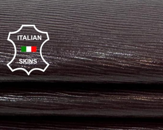 Free FedEx & Duties - CHOCOLATE BROWN SHINY Epi Textured Embossed  Italian Goat leather skin 5+sqf 0.7mm #Z584