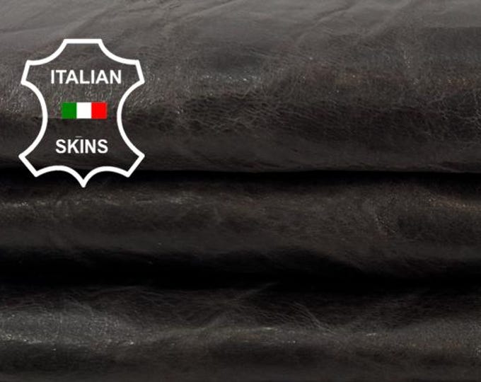 Free FedEx & Duties - DARK BROWN CRINKLED Vintage Look Soft Italian Lamb leather skin 6+sqf 0.7mm #Z591