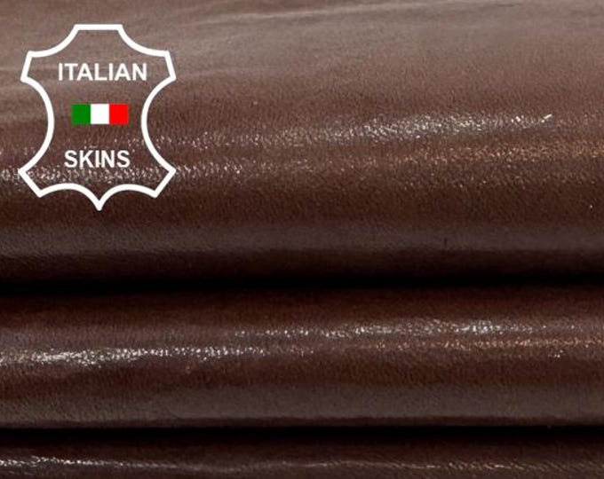 Delivered Duty paid -  BROWN PATENT COATED Crinkled Soft Italian Lamb leather skin 7sqf 1.0mm #Z478