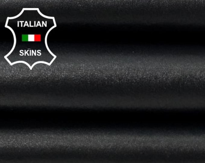 Delivered Duty paid - BLACK SHINY Italian STRETCH Backed Lamb Leather skin 5sqf 0.7mm #Z60