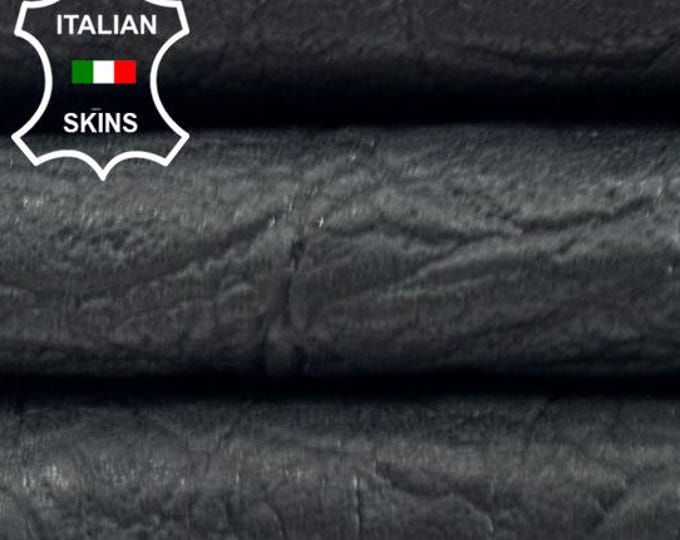 Delivered Duty Paid-ANTHRACITE CRINKLED ANTIQUED Soft Italian Lamb leather skin 6+sqf 0.7mm #C6096