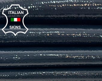 PATENT DARK OCEAN Blue Crinkled Italian Calf leather pack 4 skins total 12+sqf 1.0mm #Z496