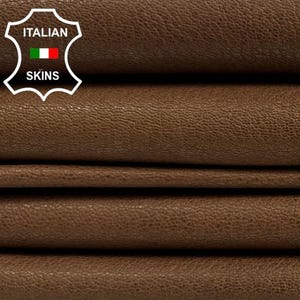 CAMEL BROWN ROUGH Used Look Vegetable Tan Thick Italian Goatskin Goat leather pack 2 hides skins total 10sqf 1.2mm #C4598