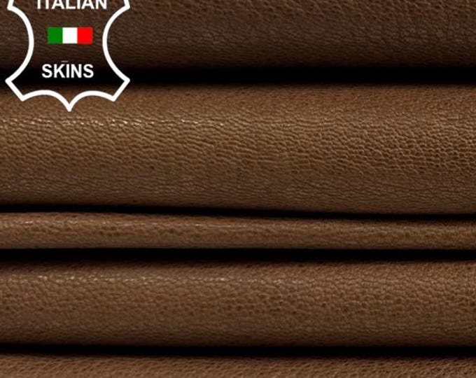 CAMEL BROWN ROUGH Used Look Vegetable Tan Thick Italian Goatskin Goat leather pack 2 hides skins total 10sqf 1.2mm #C4598