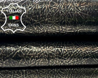 Delivered Duty Paid-METALLIC ANTIQUED BRASS Rough Crinkled Rustic Look Italian Goatskin leather skin 5+sqf 1.0mm #C3978
