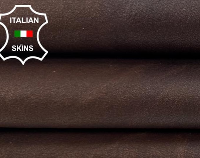 Delivered Duty paid -  BURNT BROWN Antiqued Vegetable Tan Italian STRETCH Backed Lamb Leather skin 6sqf 0.8mm #C7800