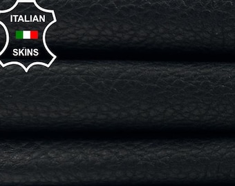 Delivered Duty Paid-BLACK PEBBLE GRAINY Italian Lambskin Sheep Lamb leather  skin 8sqf 0.8mm #C5452
