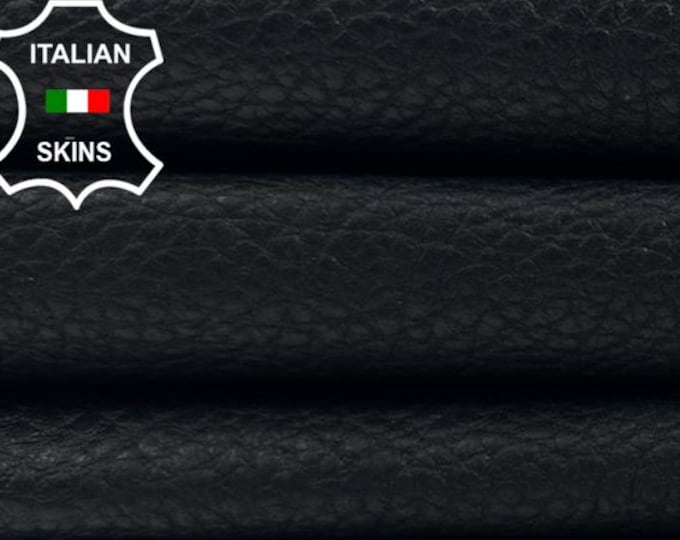 BLACK PEBBLE GRAINY Italian Lambskin Sheep Lamb leather hide hides skin skins 8sqf 0.8mm #C5452