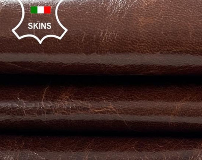 BURNT BROWN ANTIQUED Rustic Look Italian Goatskin Goat Leather hide hides skin skins 5sqf 0.7mm #C1716