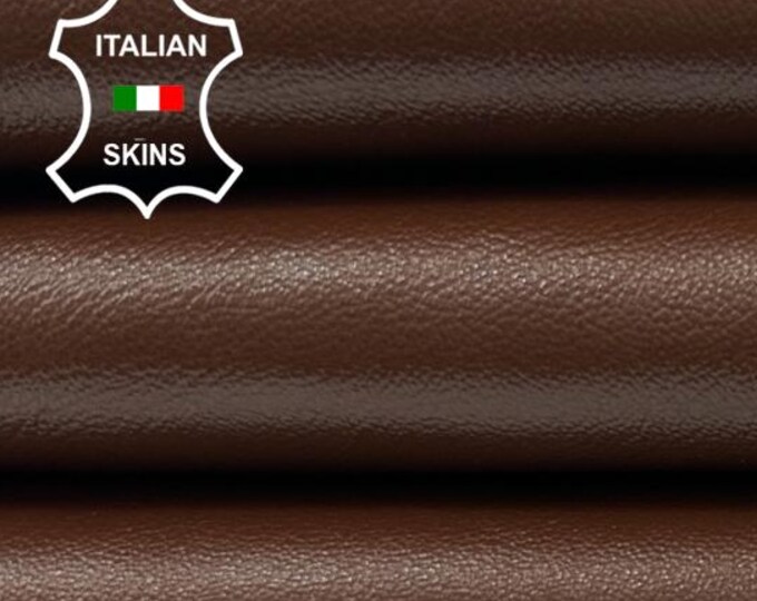 BROWN SHINY COATED Soft Italian Lambskin Sheep Lamb leather hide hides skin skins 5+sqf 0.9mm #C4486