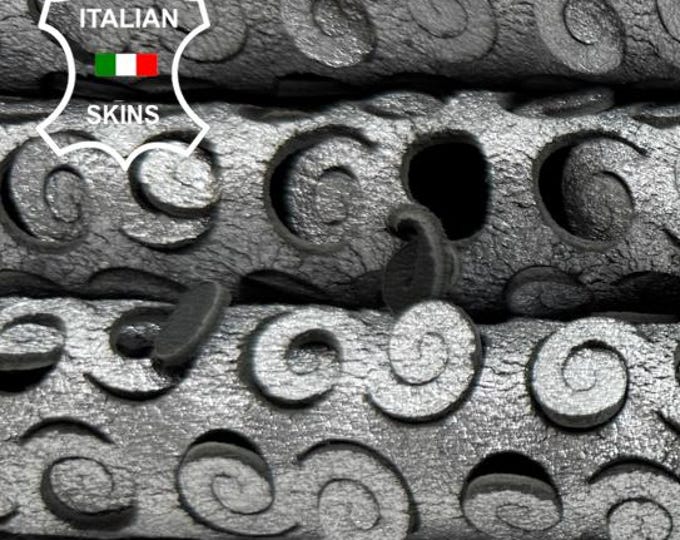 METALLIC SILVER PERFORATED Thick Soft Italian Lambskin Sheep Lamb Leather hide hides skin skins 7sqf 1.3mm #C6403