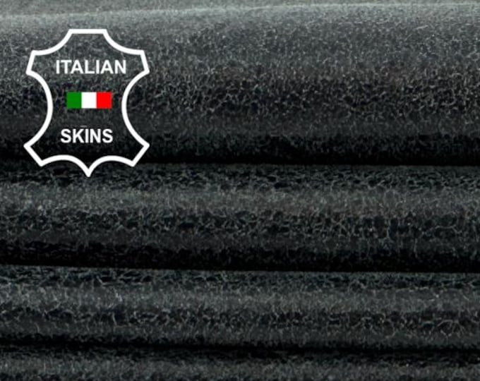 Delivered Duty paid - DARK OLIVE GREEN Cracked Shiny Vintage Look Soft Italian Lamb leather skin 7sqf 0.8mm #Z329