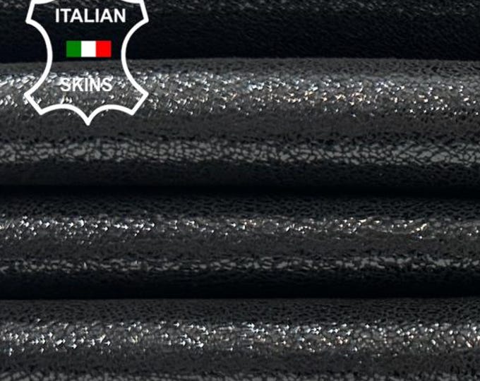 BLACK SHINY CRACKED Italian Goatskin Goat Leather pack 7 hides skins total 30+sqf 1.0mm #C5467