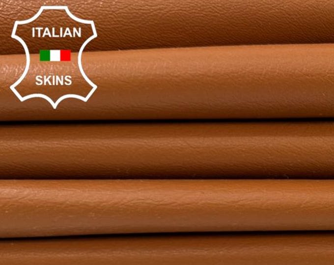 Delivered Duty paid - TAN BROWN Soft Italian Lamb Leather pack 4 skins total 30sqf 0.8mm #Z96