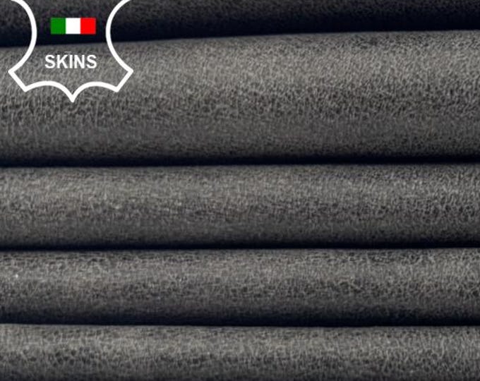 DARK WALNUT BROWN Vintage Look Thin Soft Italian Lambskin Sheep Lamb leather pack 2 hides skins total 12+sqf 0.6mm #C6098
