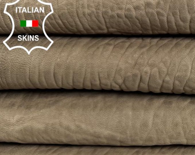 Delivered Duty paid -LIGHT SAND BUBBLY Grainy Vegetable Tan Thick Soft Italian Lamb leather pack 2 skins total 10sqf 2.1mm #Z248