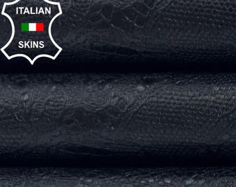 JET BLACK FLOWERS Print On Thin Soft Italian Goatskin Goat Leather hide hides skin skins 5sqf 0.6mm #C6257