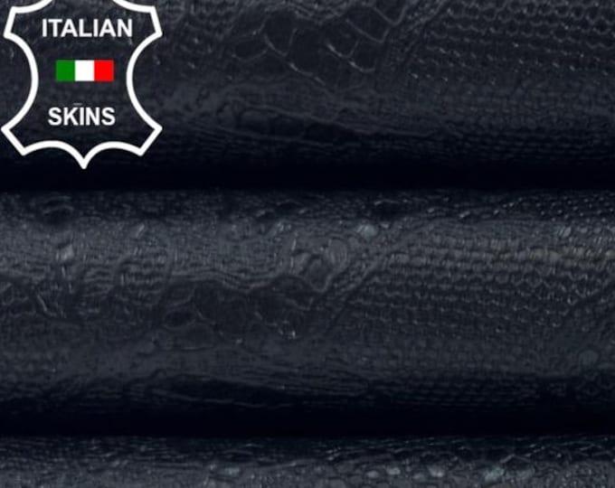 JET BLACK FLOWERS Print On Thin Soft Italian Goatskin Goat Leather hide hides skin skins 5sqf 0.6mm #C6257
