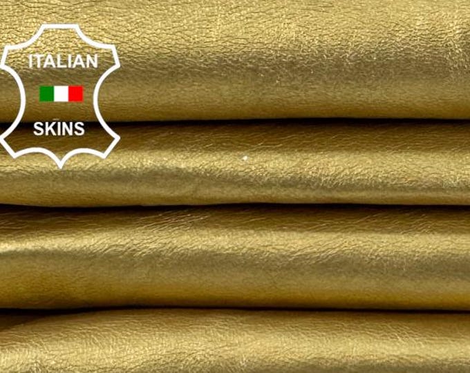 Delivered Duty paid - METALLIC GOLD Thin Soft Italian Lamb leather skin 4sqf 0.6mm #Z270