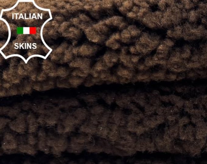 Delivered Duty paid - BROWN VINTAGE Hair On sheepskin Lamb shearling fur hairy sheep Italian leather 15"x33" #C7576