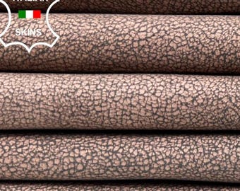 BOIS De ROSE PINK Cracked Vintage Look Thick Soft Italian Goatskin Goat leather pack 2 hides skins total 9+sqf 1.1mm #C5549