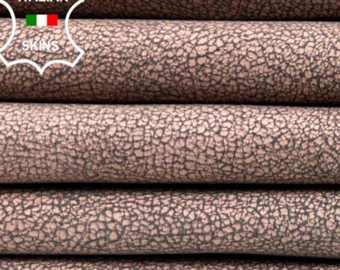 BOIS De ROSE PINK Cracked Vintage Look Thick Soft Italian Goatskin Goat leather pack 2 hides skins total 9+sqf 1.1mm #C5549
