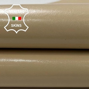 BEIGE SHINY STRONG Italian Goatskin Goat Leather hide hides skin skins 5sqf 0.7mm #C3289