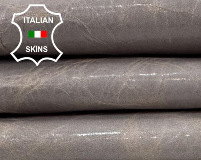 Delivered Duty paid - TAUPE BEIGE SHINY Crinkled Vintage Look Vegetable Tan Italian Lamb leather pack 2 skins total 10+sqf 1.0mm #Z122