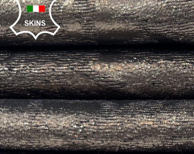 Delivered Duty Paid-METALLIC PEWTER TEXTURED Print Thick Italian Calf leather skin 9+sqf 1.1mm #C6697