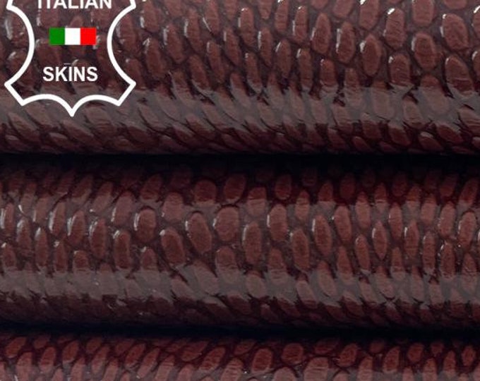 REDDISH BROWN SHINY Snake Print On Italian Goatskin Goat Leather hide hides skin skins 6sqf 0.7mm #C1910