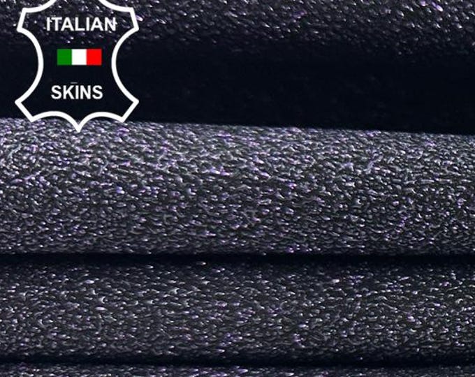 PURPLE SHIMMER Print On Black Rough Thick Italian Goatskin Goat leather pack 2 hides skins total 8+sqf 1.3mm #C5558