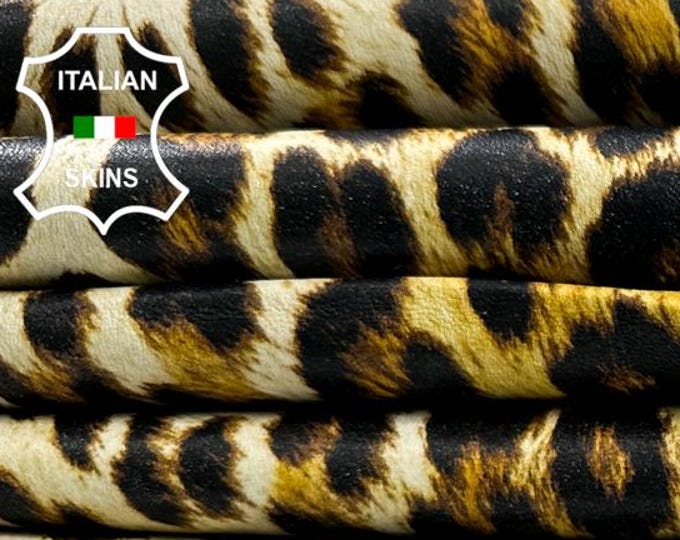 LEOPARD PRINT On Thin Soft Italian Backed STRETCH Lambskin Lamb Sheep Leather pack 2 hides skins total 10+sqf 0.6mm #C4330