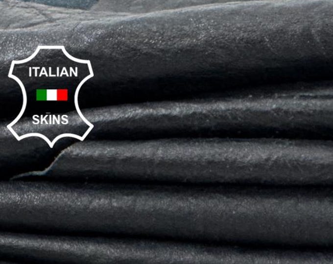 Delivered Duty paid -  BLACK WASHED NATURAL Grainy Thick Soft Italian Lamb leather pack 12 skins total 48sqf 1.2mm #Z286