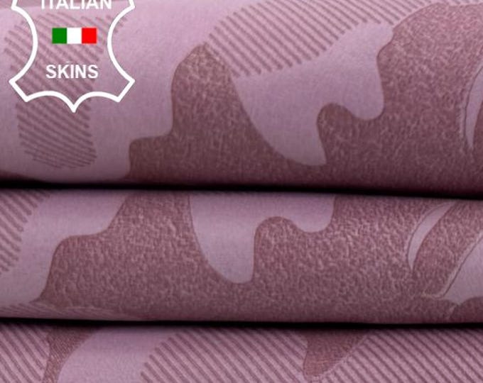 Delivered Duty Paid-DUSTY PINK CAMOUFLAGE Laser Engraved Soft Italian Lamb leather skin 3sqf 0.7mm #C6839