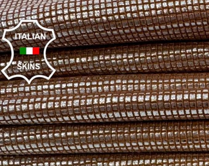 Delivered Duty paid - METALLIC SILVER EMBOSSED On Tan Brown Micro Pinholes Perforated Soft Lamb leather pack 2 skins total 14sqf 0.8mm #Z372