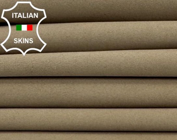 Delivered Duty paid - BEIGE SUEDE Soft Italian Goat leather pack 3 skins total 10sqf 0.8mm #Z155